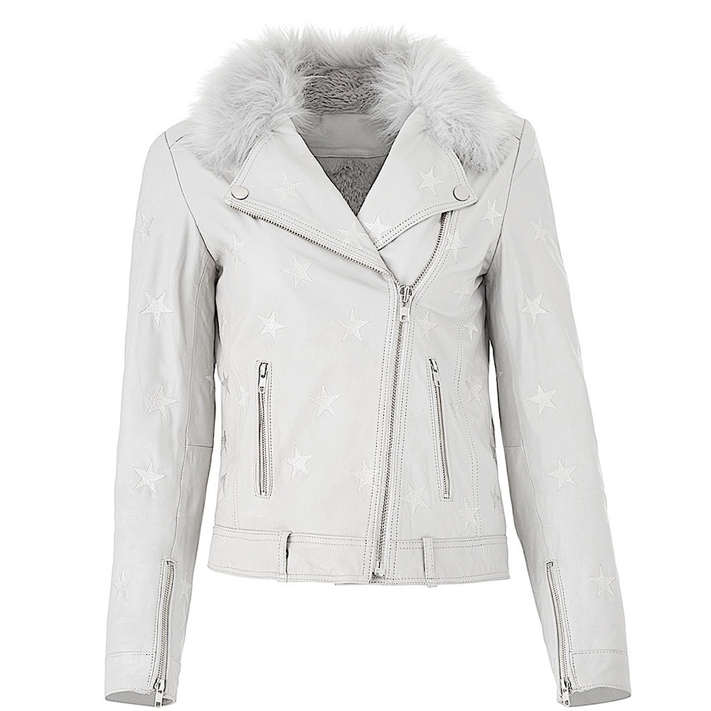 Samantha Sipos Seeing Stars Faux Fur Jacket Grey